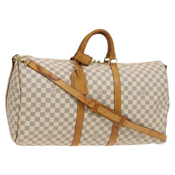 LOUIS VUITTON Damier Azur Keepall Bandouliere 55 Boston Bag N41429 - Picture 1 of 16